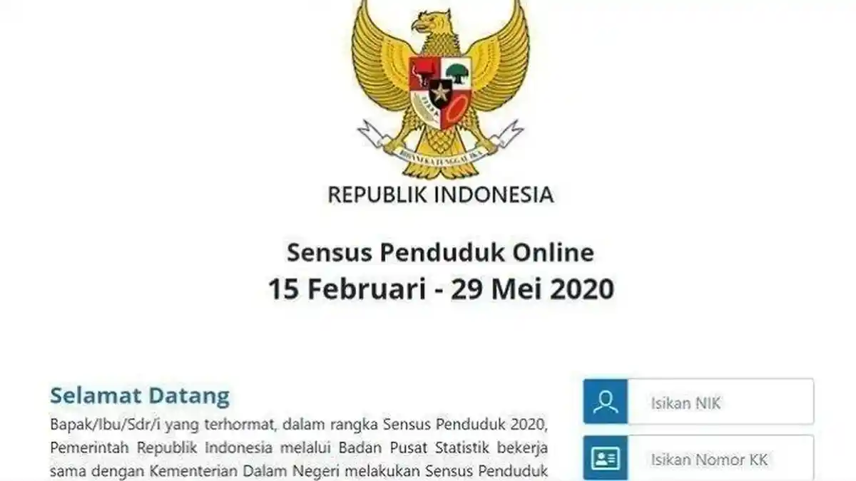 LOGIN sensus.bps.go.id - Cara Isi Sensus Penduduk Online 2020, NIK KK Harus Valid, 3 Dokumen Wajib
