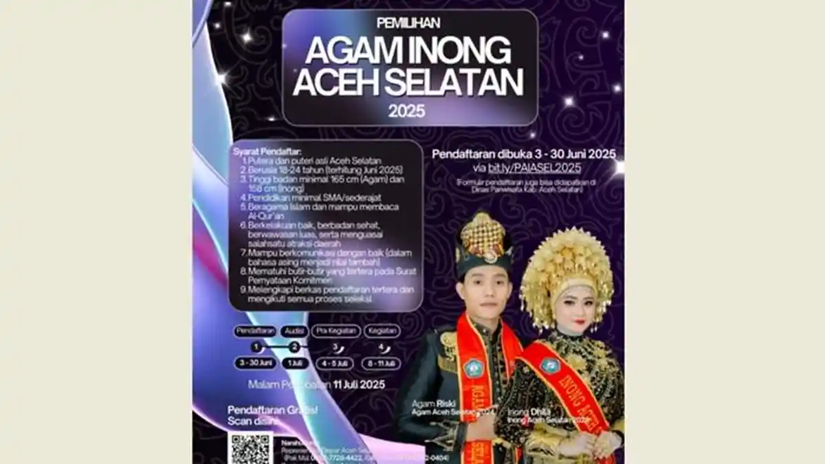 Pendaftaran Duta Wisata Agam Inong Aceh Selatan 2025 Dibuka, Ini Link Daftar Atau Langsung ke Dispar
