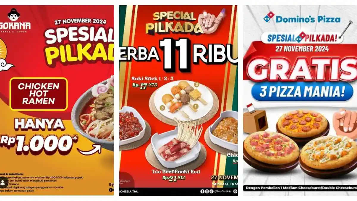 Daftar Lengkap Makanan dan Minuman Promo Spesial Pilkada, dari Ramen sampai Kopi
