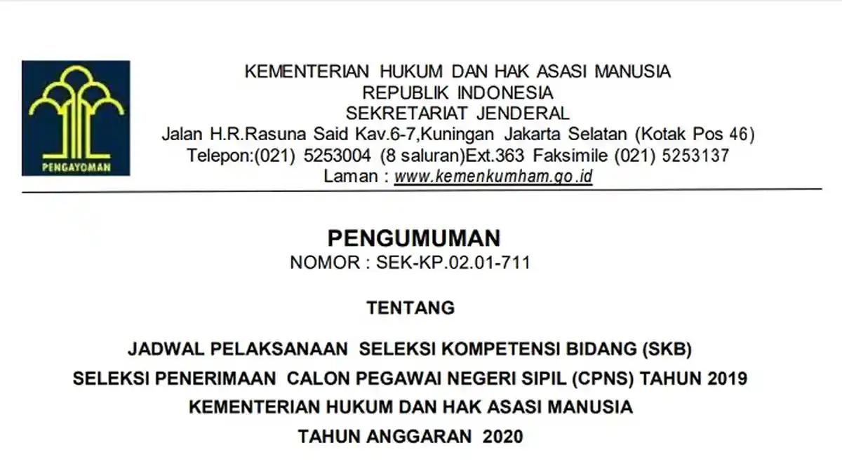UPDATE Jadwal SKB CPNS Kemenkumham Mulai 1 September 2020, Cek Apa Saja yang Harus Dibawa saat Tes