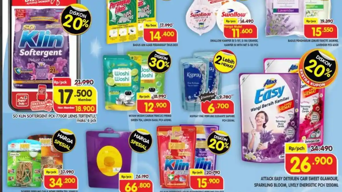 Promo Superindo 12-13 Juni 2023, Attack Liquid Rp26.900 Force Magic Rp34.900, Ayo Serbu Murahnya!