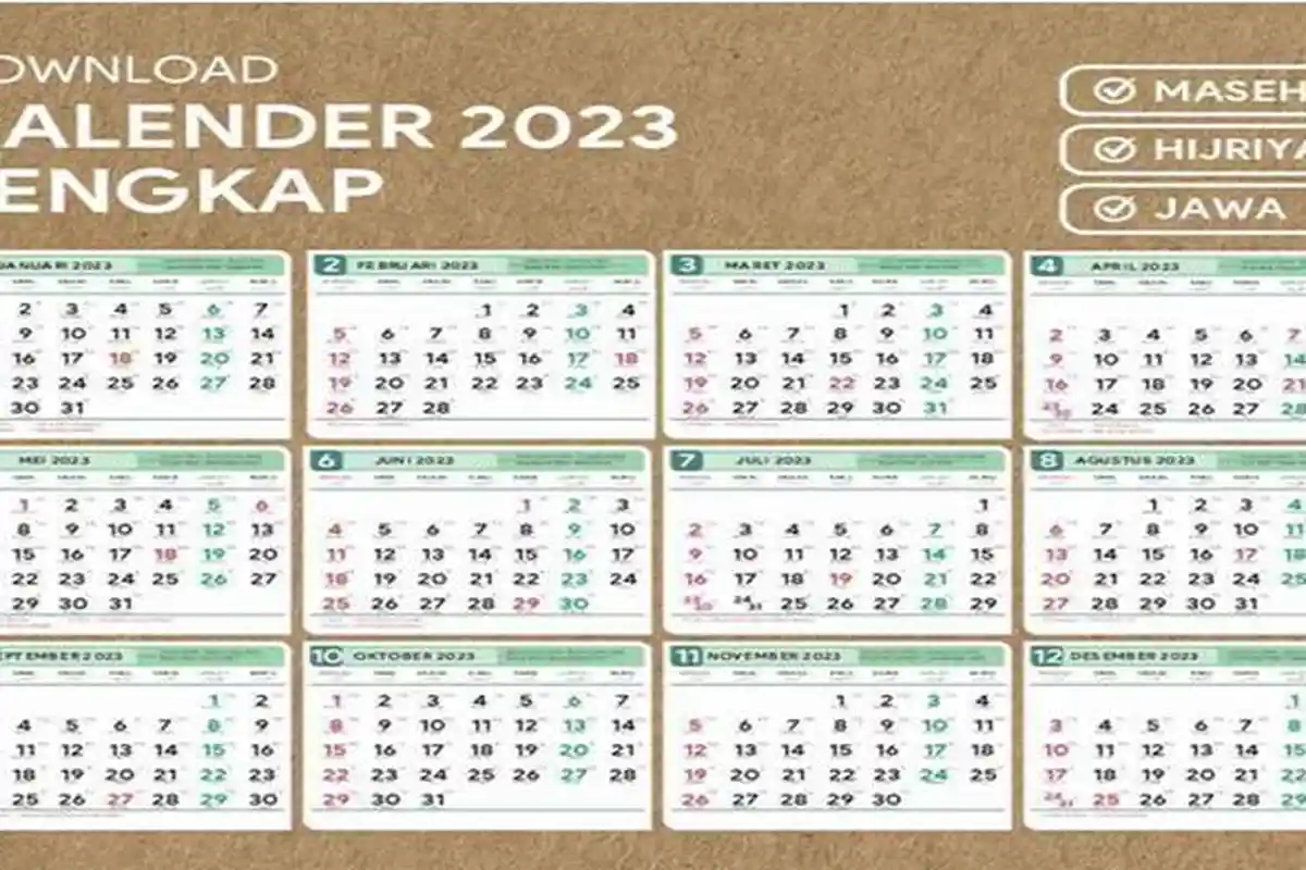 Kalender 2023 Lengkap Link Download Versi PDF Cuti Bersama dan Libur Nasional