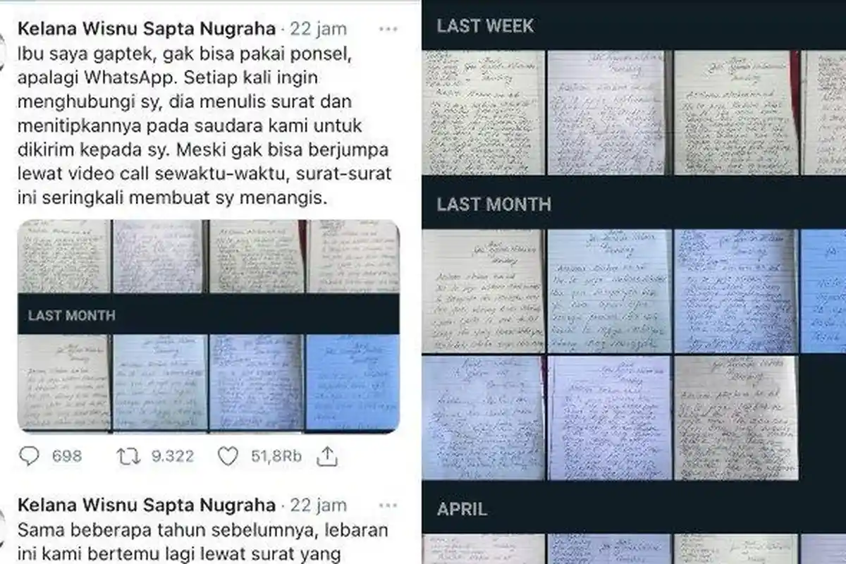 KISAH Ibu Tak Bisa Pakai Ponsel, Rutin Kirim Surat ke Anaknya: Lebaran Ini Bertemu Lagi Lewat Surat