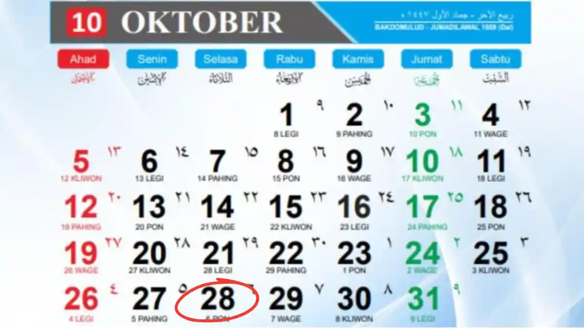 Kalender Oktober 2025 Tersisa 5 Hari: Benarkah Sumpah Pemuda Jadi Hari Libur Nasional?