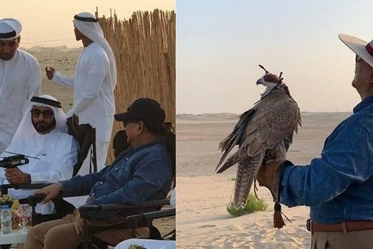 Gaya Menhan Prabowo Saat Rapat di Padang Pasir, 2 Menteri Gantian Pegang Elang