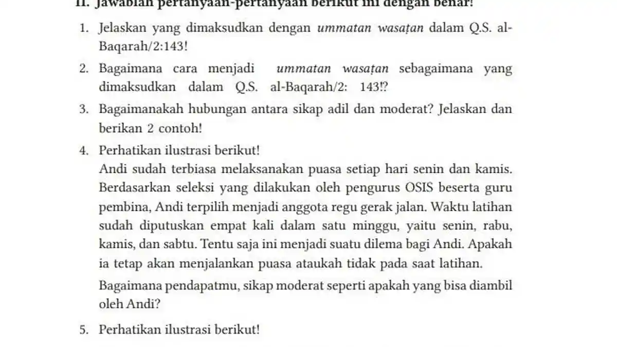 Kunci Jawaban PAI Kelas 8 Halaman 162 Kurikulum Merdeka: Wasatan pada QS Al Baqarah