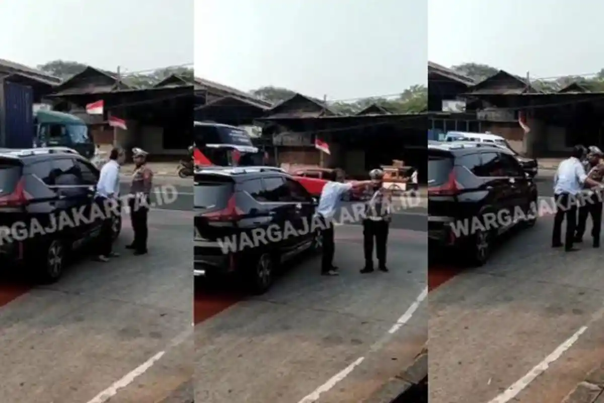 Aksi Arogan Pengendara Mobil XPander Masuk Jalur Busway di Jakara Timur, Cekcok dengan Polisi 