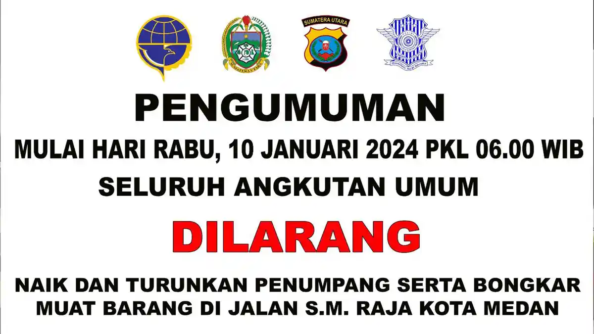 Mulai Hari Ini BPTD Sumut Resmi Larang Angkutan Umum Menaik Turunkan Penumpang di Jl. SM Raja Medan