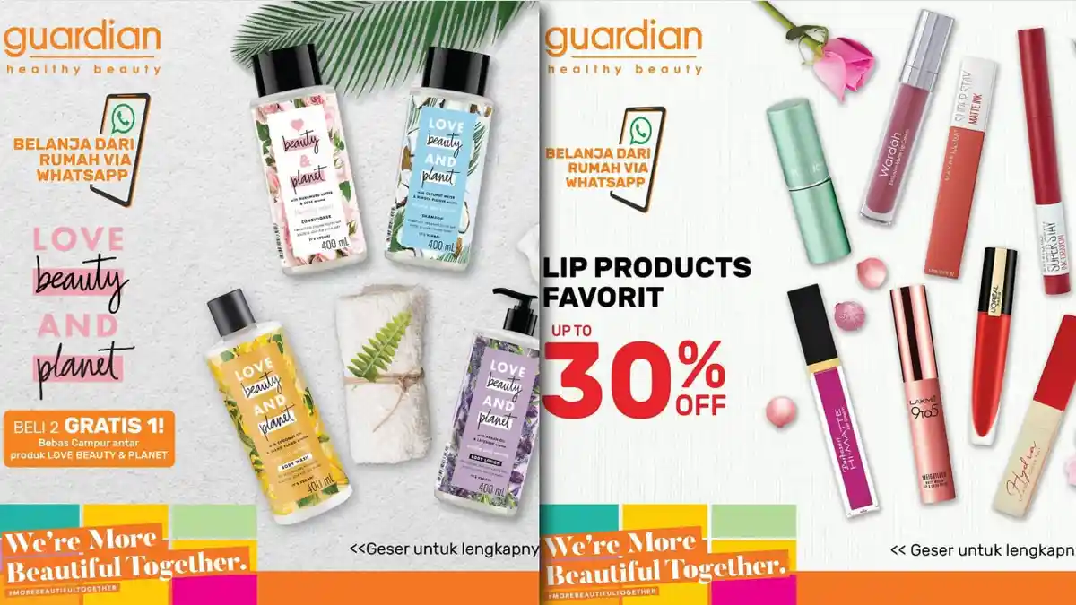 Promo Guardain 16-29 April 2020 - 2 Gratis 1, Lip Diskon 30%, Skincare 35%, Eyebrow & Eyeliner