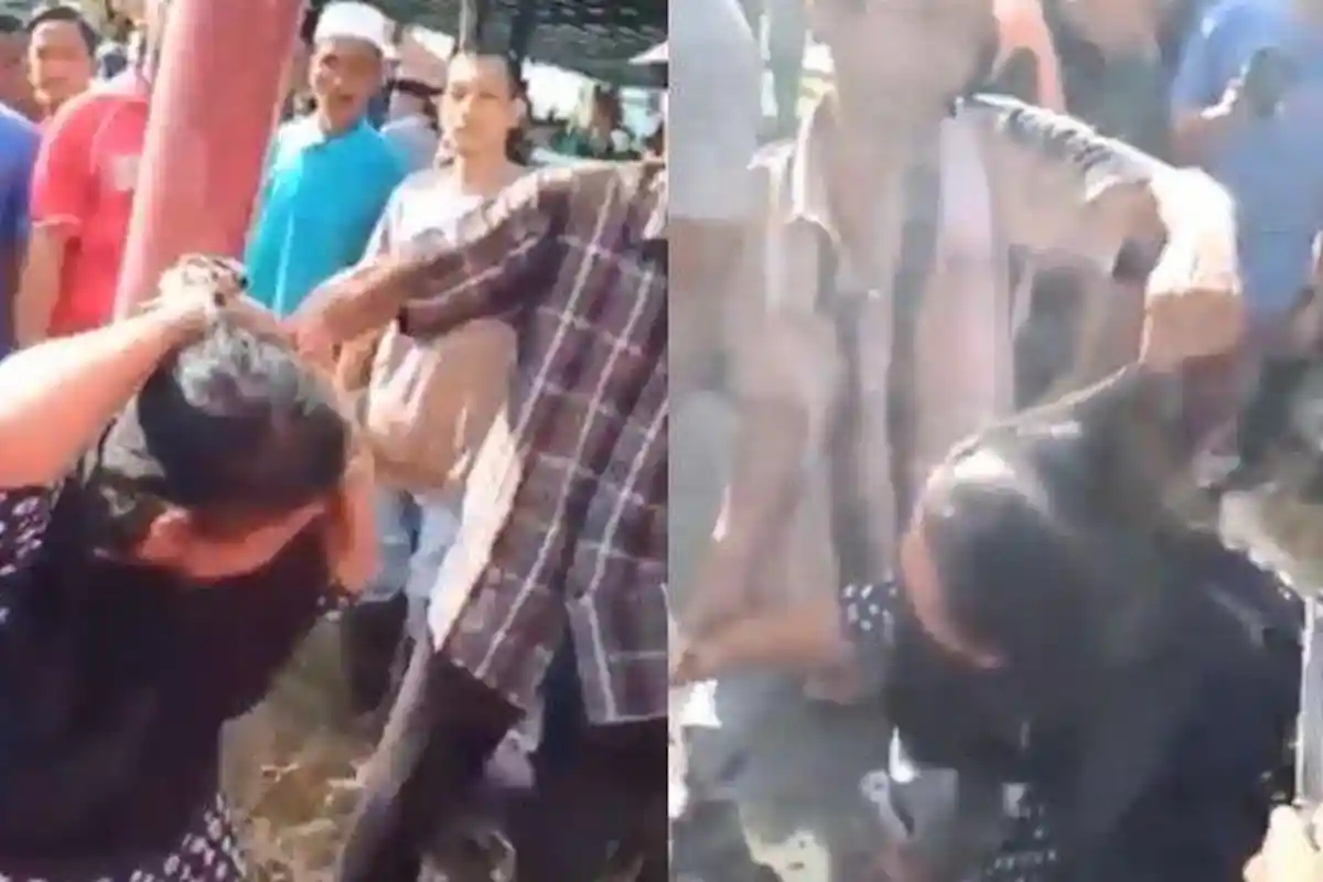 Viral Wanita Rambutnya Dibotaki Paksa Sekelompok Pria di Pasar di Depan Anaknya, Dituduh Mencuri