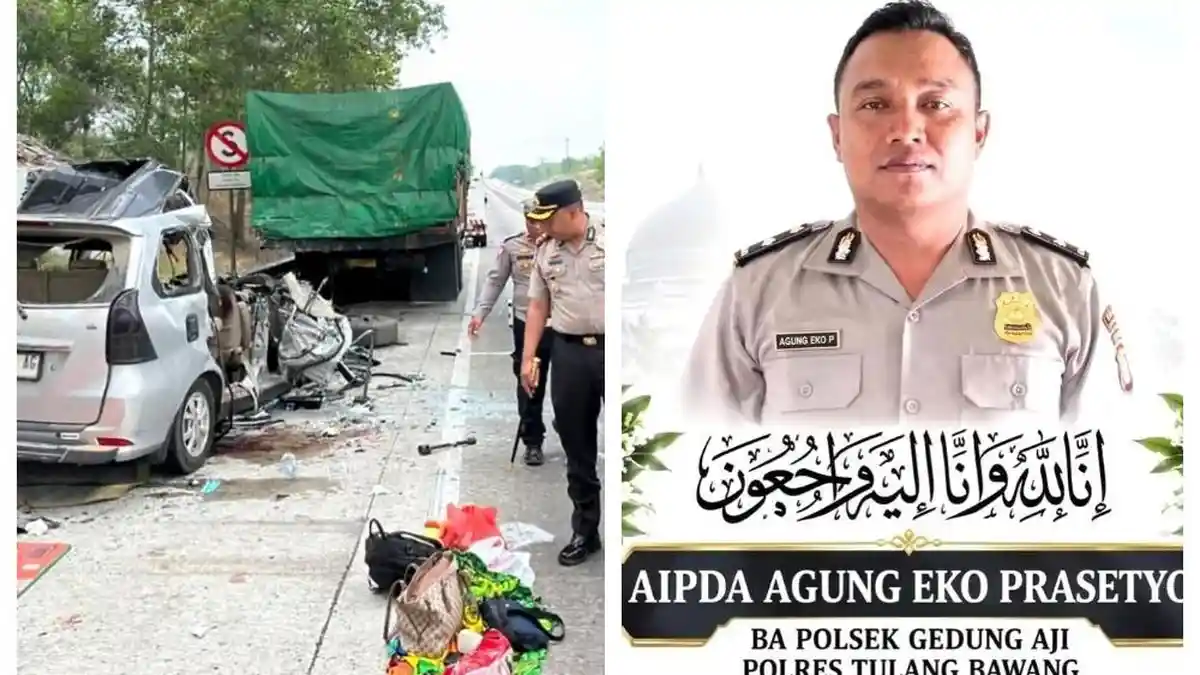 Tragis, Satu Keluarga Termasuk Polisi Tewas Ditabrak Truk di Tol Lampung