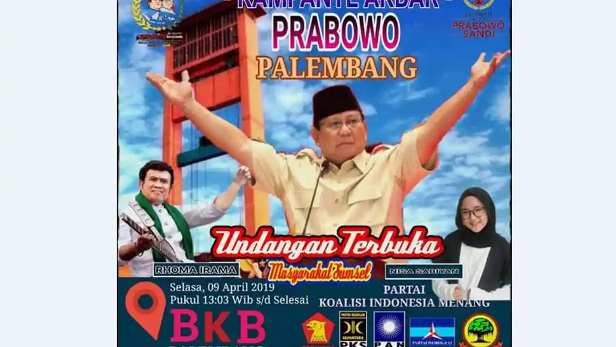 Kampanye Prabowo di BKB Palembang Dihibur Nissa Sabyan dan Rhoma Irama 