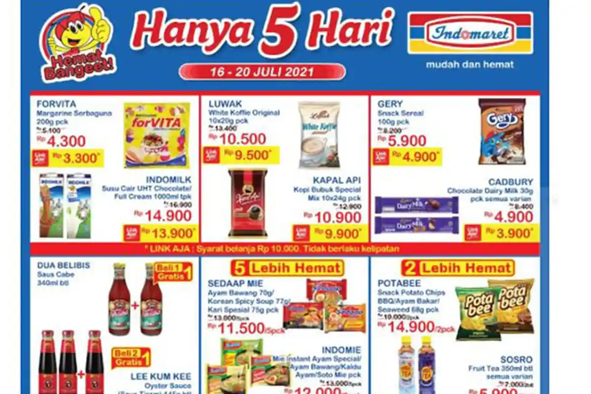 BARU PROMO JSM Indomaret 16 - 20 Juli 2021: Cadbury Dairy Milk Rp4.900, Aneka Snack +Rp2.000 Dapat 2
