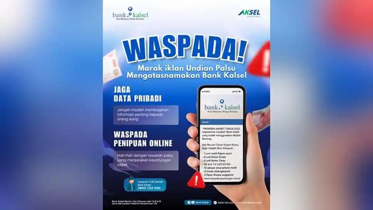 Bank Kalsel Imbau Masyarakat Waspada Penipuan Berkedok Undian Mengatasnamakan Bank Kalsel