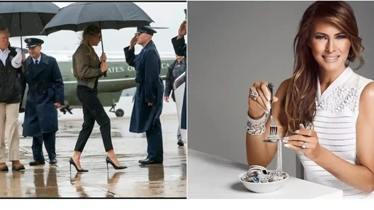 Kunjungi Korban Badai Harvey, Sepatu Melanie Trump Jadi Bahan Tertawaan