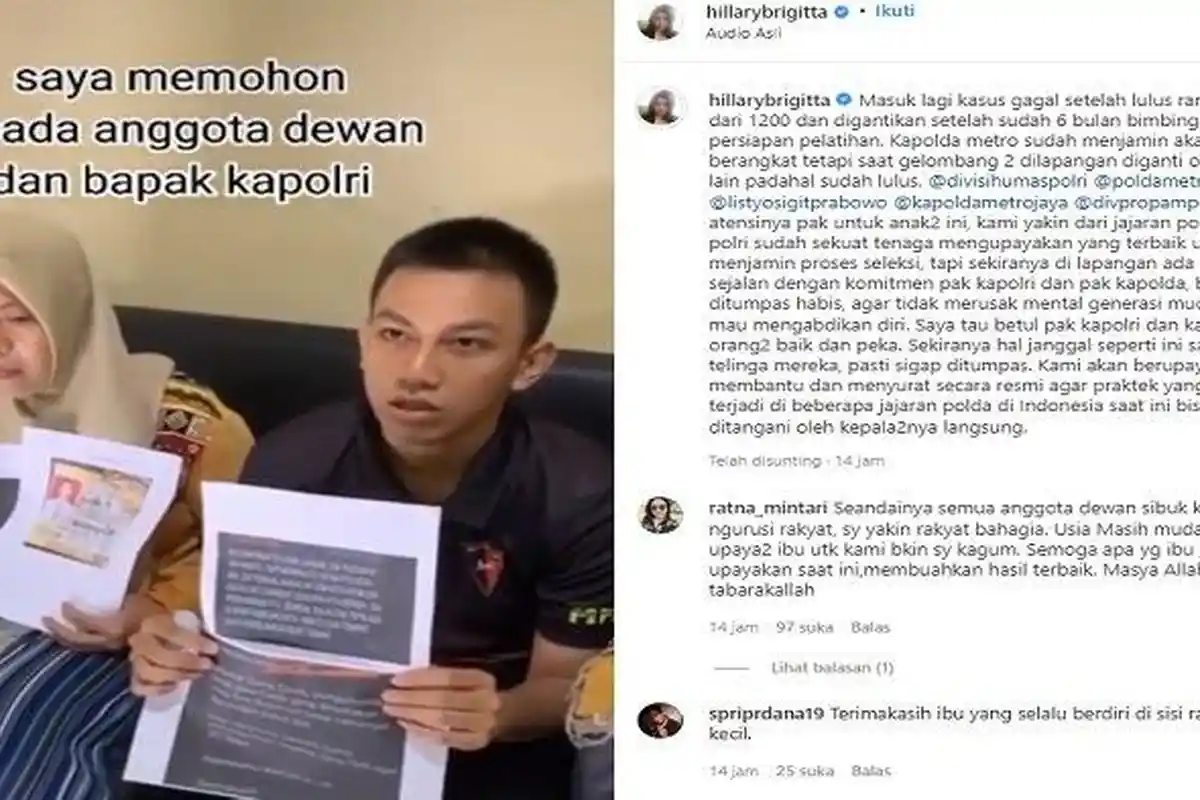 Netizen Tanggapi Unggah Video IG Hillary Lasut soal Aduan Pemuda Gagal Masuk Polri