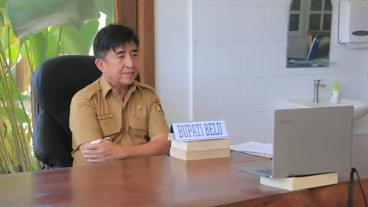 Bupati Belu, Willy Lay Ikut Teleconference Dengan Gubernur NTT Soal Covid 19