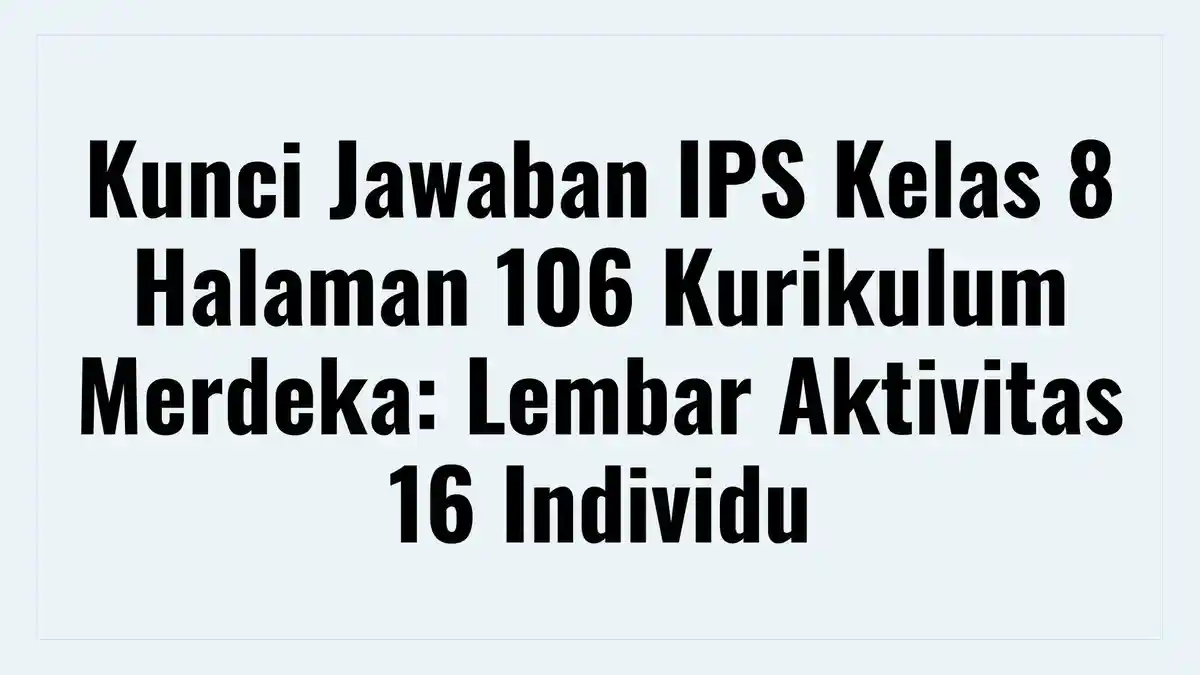 Kunci Jawaban IPS Kelas 8 Halaman 106 Kurikulum Merdeka: Lembar ...