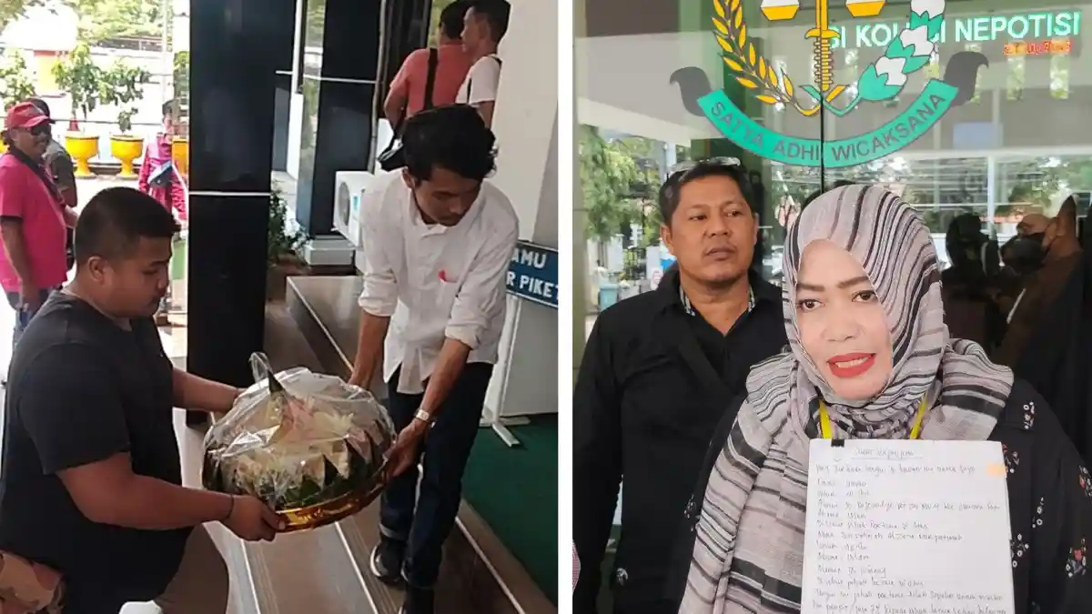 Korban Investasi Perikanan di Pati Bawa Tumpeng ke Kejari, Bersykur Akhirnya Terdakwa di Penjara