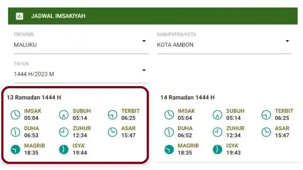 Jadwal Buka Puasa Ramadhan 2023 Kota Ambon Selasa, 4 April 2023, Pukul 18:35 WIT