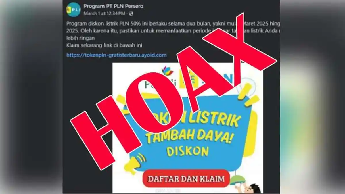 CEK FAKTA : PLN Berlakukan Diskon Listrik 50 Persen Periode Maret dan April 2025, Disebar di Medsos