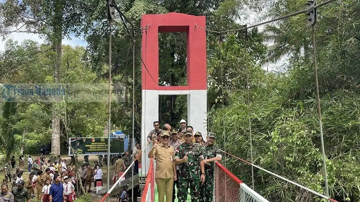 Jembatan Gantung Kerap Dilalui Pelajar SD GMIM Talawaan Bantik Minut, Telah Diperbaiki TNI AD
