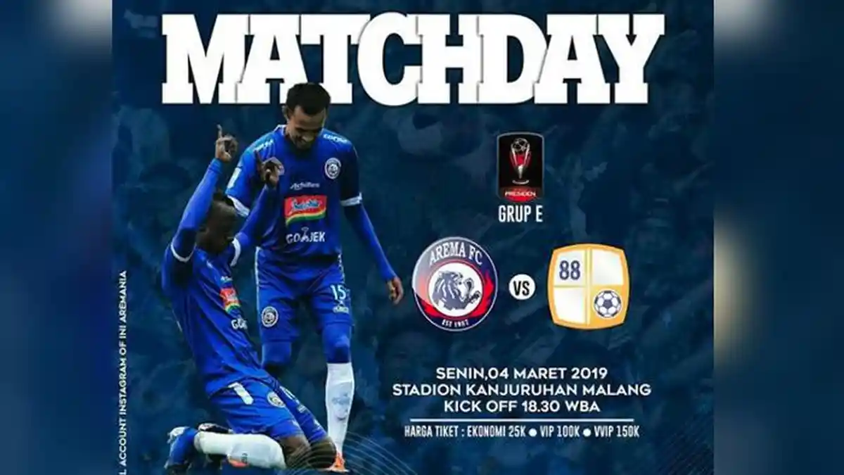 Live Streaming Indosiar Arema FC Vs Barito Putera Piala Presiden 2019, Tonton Lewat Hp