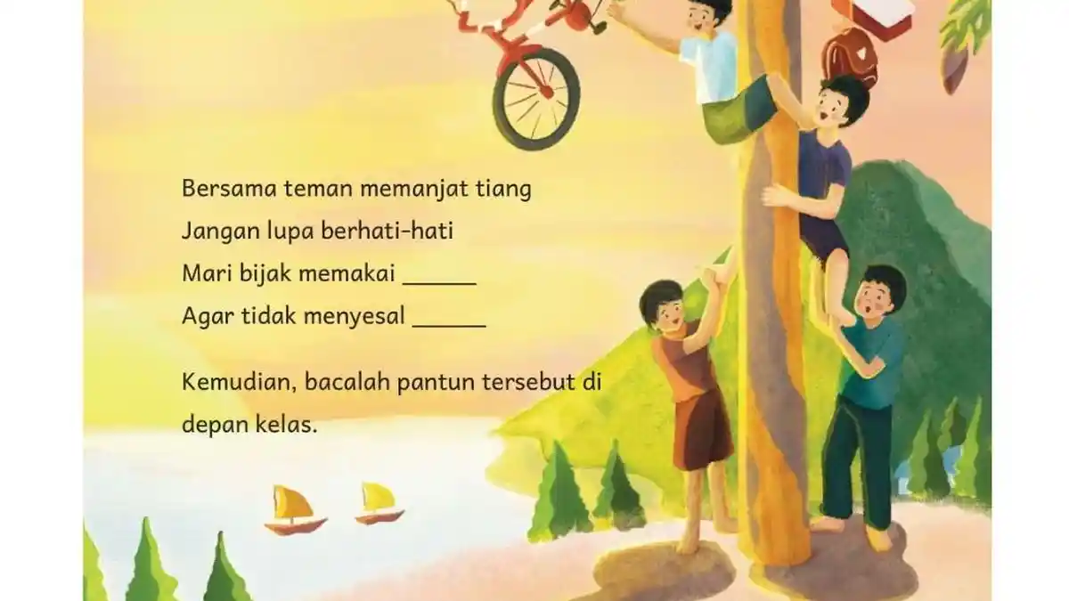 Kunci Jawaban Bahasa Indonesia Kelas 2 Halaman 138 Kurikulum Merdeka, Melengkapi Pantun
