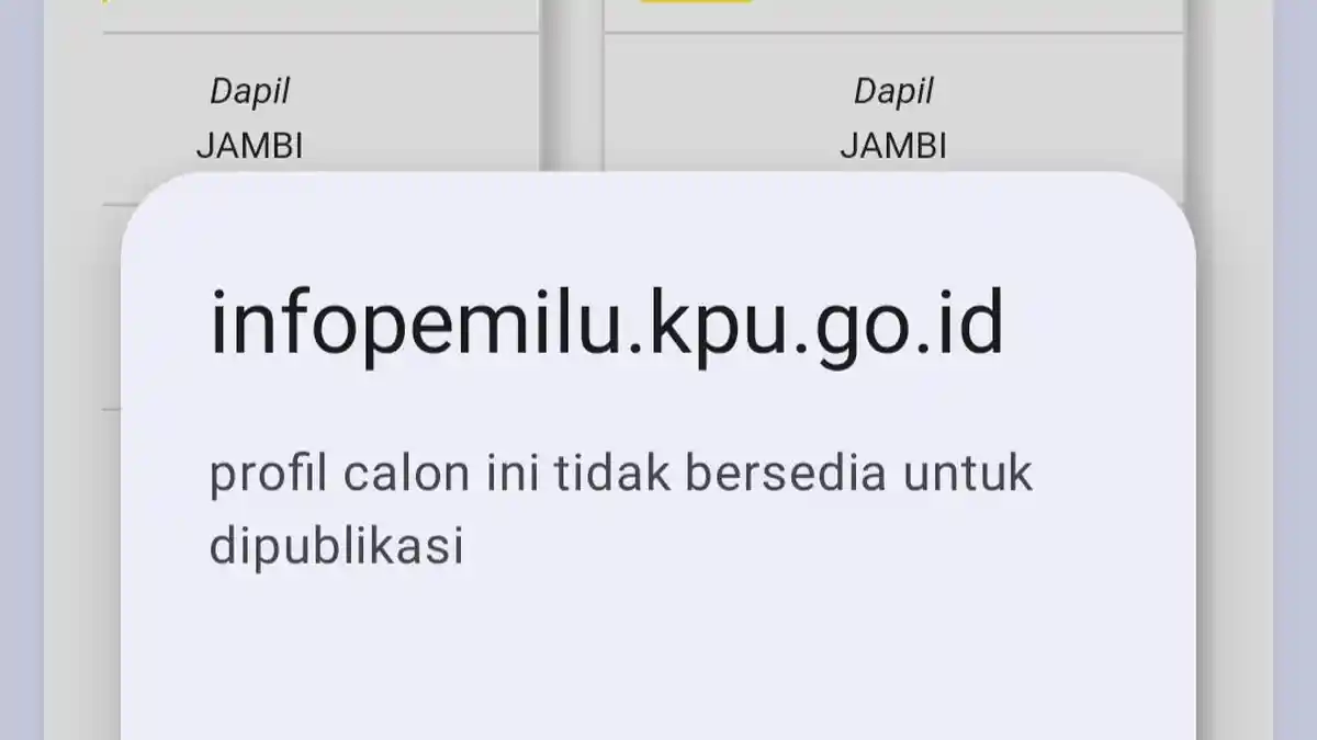Sejumlah Partai Tutup Profil Caleg DPR RI dan DPRD Provinsi Jambi di Situs Resmi KPU