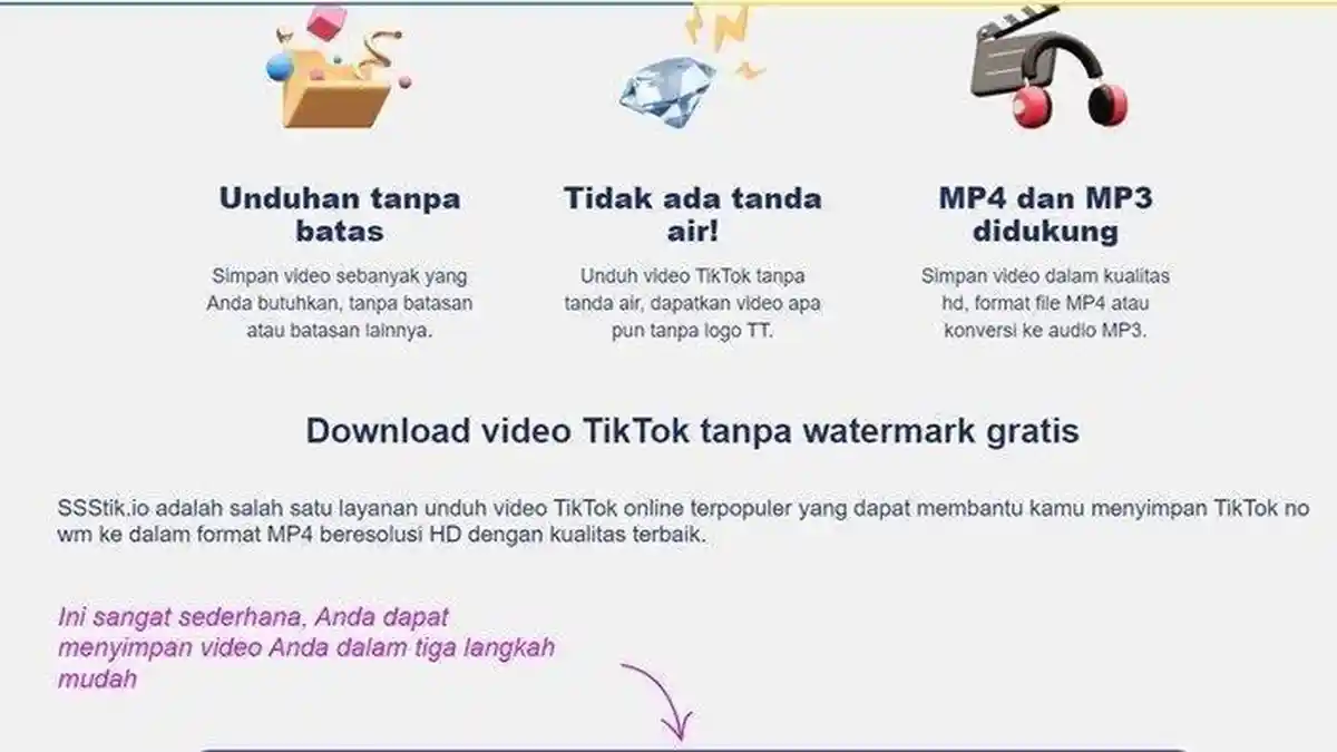 Dowload Video TikTok tanpa Watermark Gratis di SSSTikTok: Unduh tanpa Batas dan Konversi ke MP3