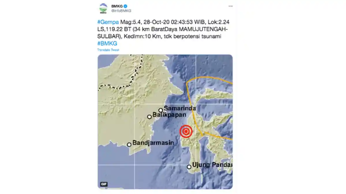 BMKG: Gempa Bumi 5,4 SR di Mamuju Tengah Sulawesi Barat Tak Berpotensi Tsunami, Tips Selamatkan Diri
