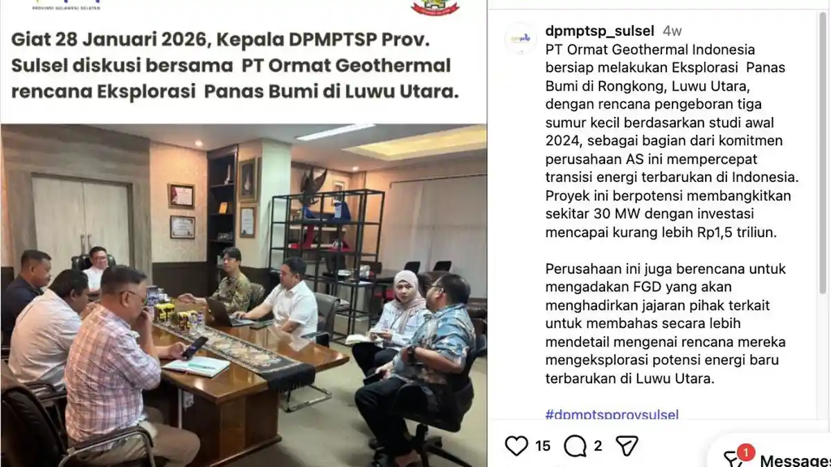 Inilah Bukti PT Ormat Geothermal Direstui Beroperasi di Luwu Utara, Pernah Kunjungi Pemprov Sulsel