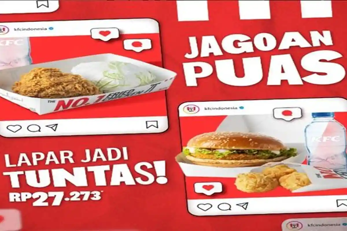 Promo KFC Hari Ini Sabtu, Pilih Jagoan Puas 1 atau 2, ada Ayam KFC, Crispy Burger dan Chicken Ball