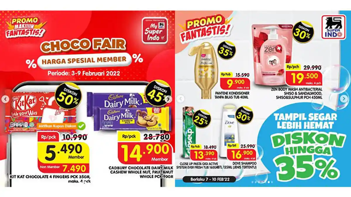 UPDATE! PROMO Superindo 8-10 Februari 2022: KitKat Chocolate Diskon50%, Detol Rinso Mamy Poko Hemat