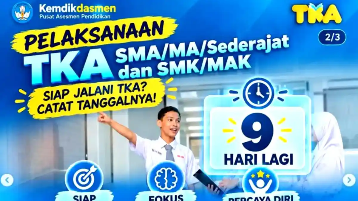 Jadwal TKA 2026 Jenjang SMA/MA & SMK/MAK Lengkap dengan Mapel Wajib dan ...