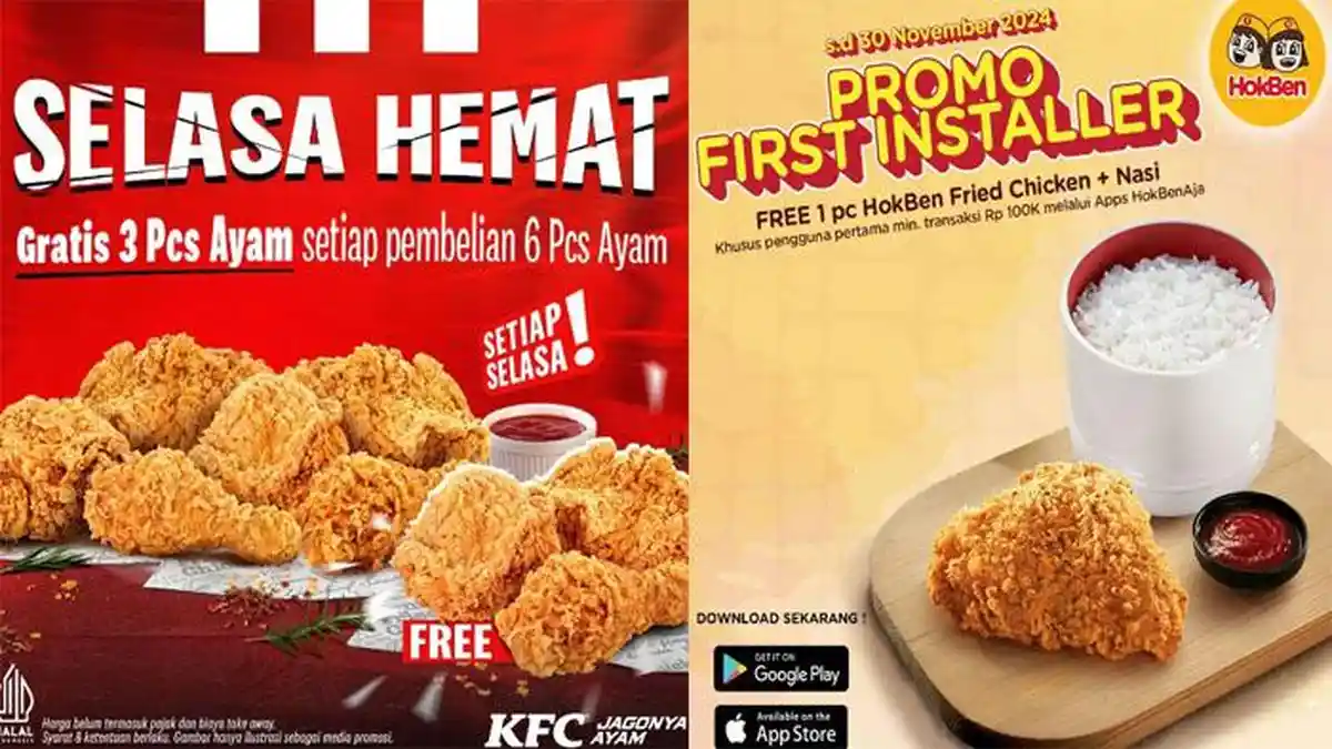 Promo Makanan Hari Ini Selasa 5 November 2024, Ada KFC Pizza Hut McD Hokben Solaria  Burger King A&W