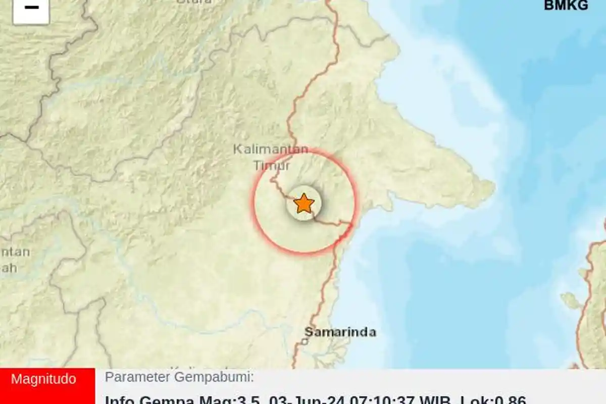 Gempa 3,5 SR Terjadi di Kutai Timur, Tidak Berpotensi Tsunami