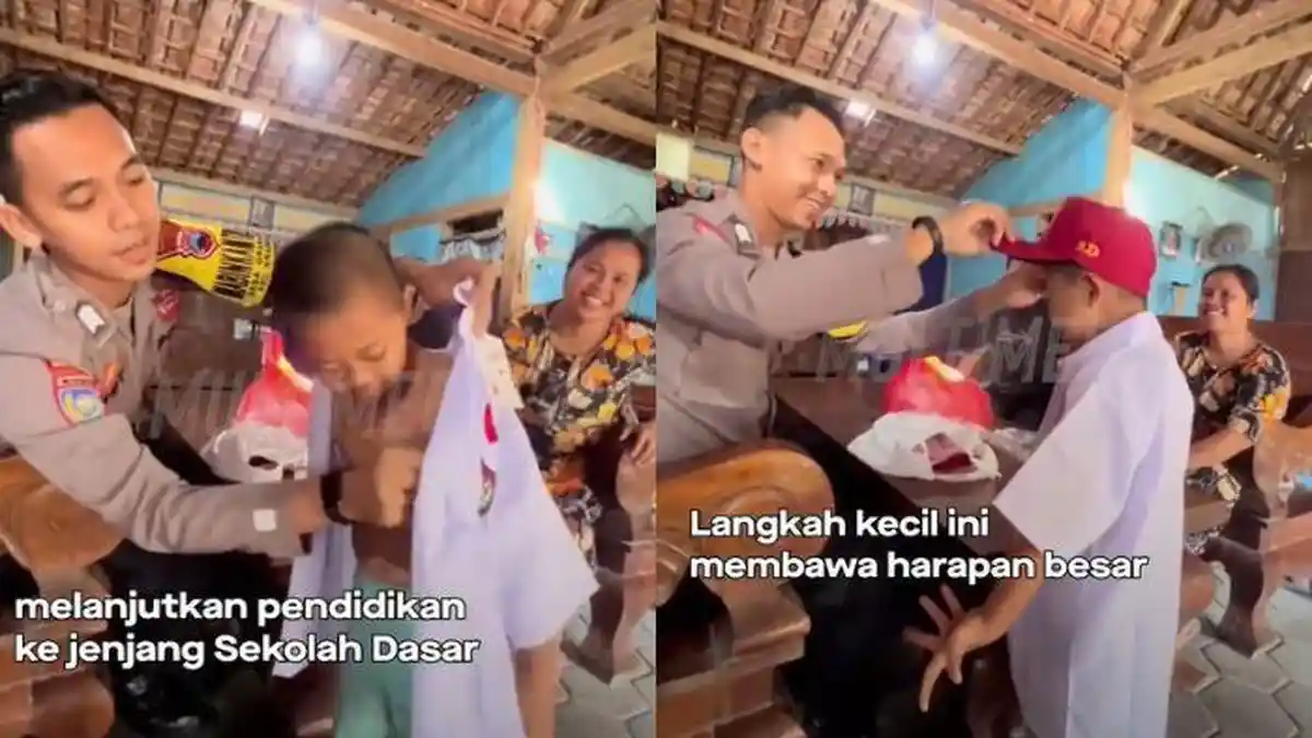 Polri Humanis, Brigadir Ardy Sisihkan Gaji untuk Bantu Seragam dan Buku Anak di Grobogan