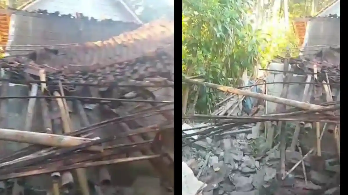 Gempa 5,5 SR di Sumbawa, Tembok Dapur Warga di Klungkung Roboh Rata Dengan Tanah