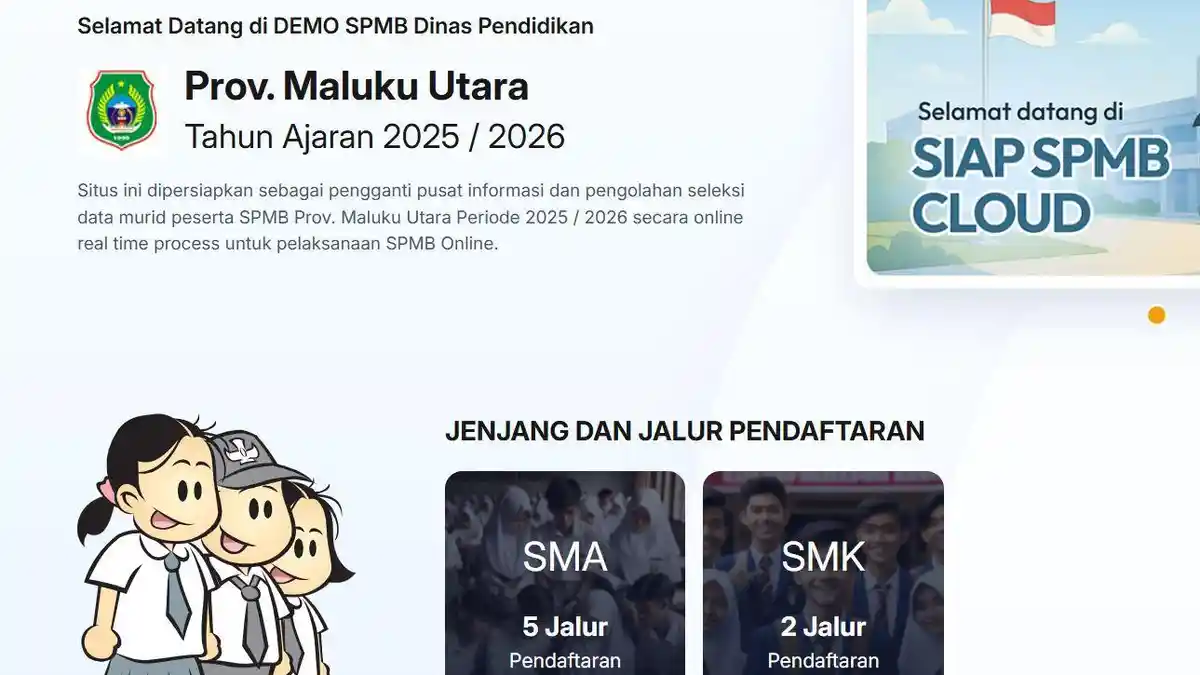 Cara Daftar SPMB 2025 di Maluku Utara, Link snpmb.bppp.kemdikbud.go.id untuk SD, SMP, SMA, SMK