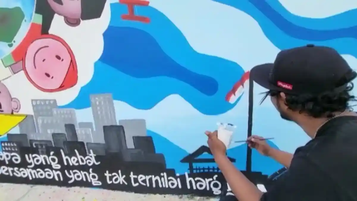 Ditreskrimum Polda Lampung Undang Seniman Mural Hias Dinding Kantor Mapolda Baru
