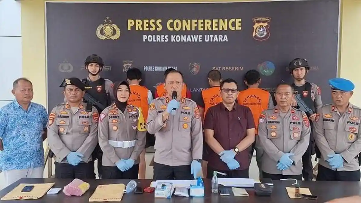 4 Pengedar Narkotika di Konawe Utara Sulawesi Tenggara Ditangkap Polisi, Ini Barang Bukti Disita