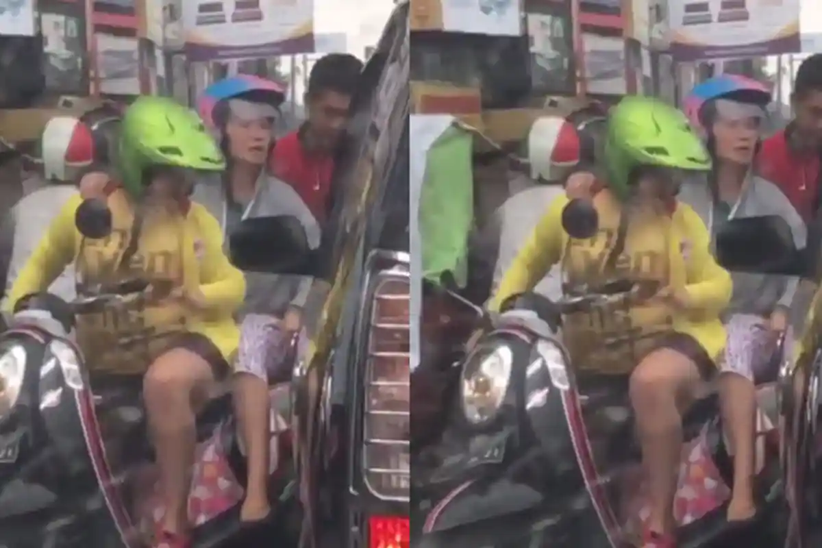 Heboh Ibu-ibu Lawan Arus di Jalan Raya Sambil Ngomel, Netizen Maklum: Emak-emak Nggak Pernah Salah