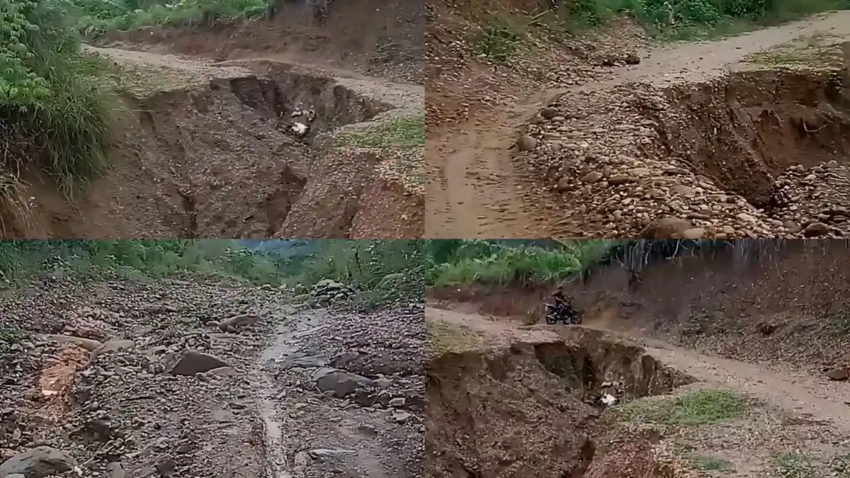 Akses Jalan Utama Desa Skikilale Rusak Parah Akibat Longsor, Warga Kesulitan Melintas