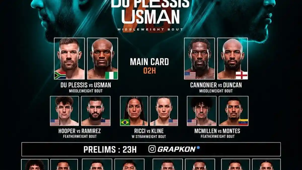 Live Vidio Pagi Hari! Ini Jadwal UFC Dricus Du Plessis vs Kamaru Usman ...