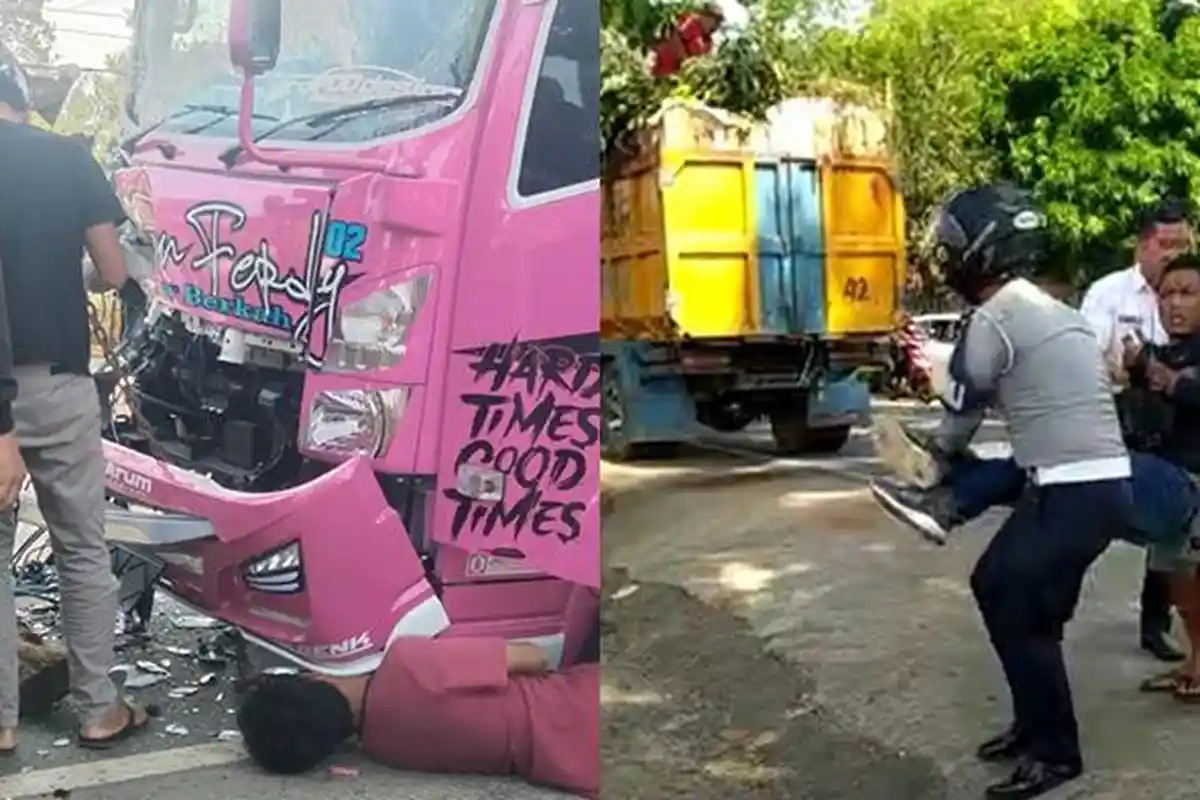 Warga Evakuasi Korban Kecelakaan APV dengan Truk di Jalinteng Lampung Utara