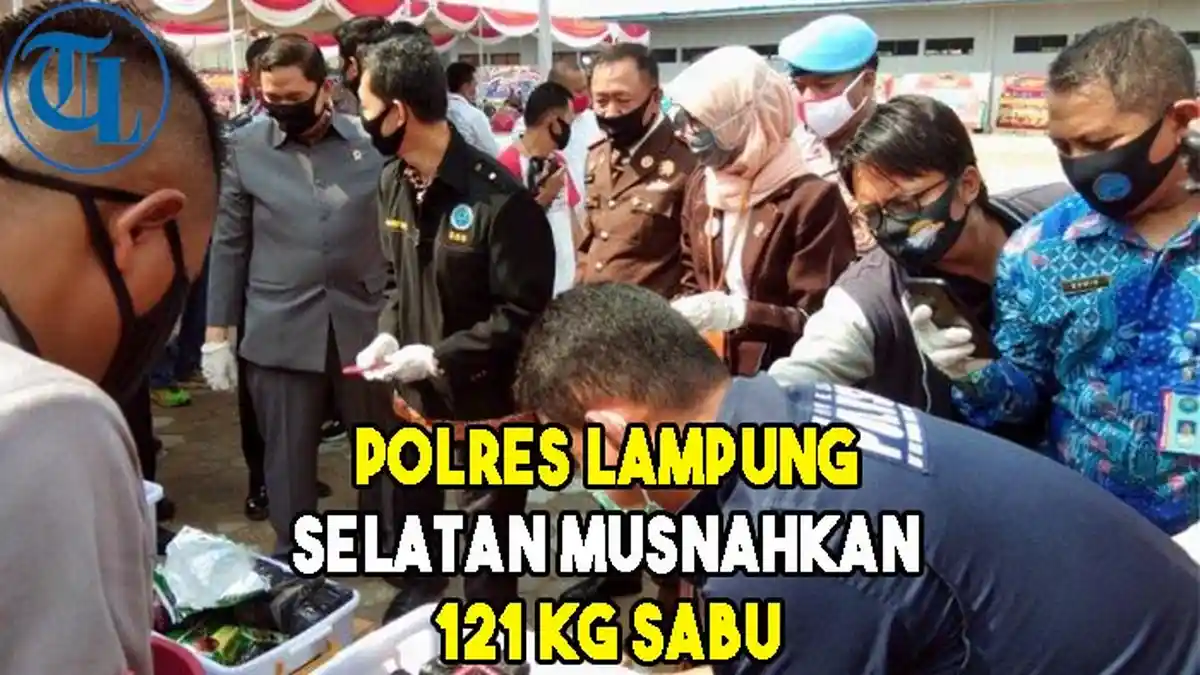 VIDEO Polres Lampung Selatan Musnahkan 121 Kg Sabu dan 5.000 Ekstasi