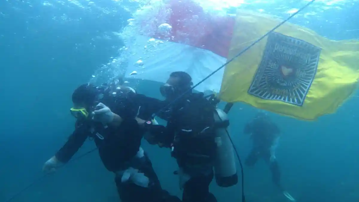 Jelang Satu Abad, PSHT Kaltim Kibarkan Bendera di Bawah Laut dan Tanam 1000 Mangrove