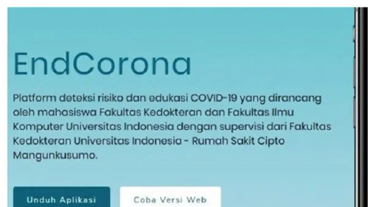 Mahasiswa UI Ciptakan Aplikasi Deteksi Risiko Covid-19, Mirna Sebut EndCorona Cegah Berkembang