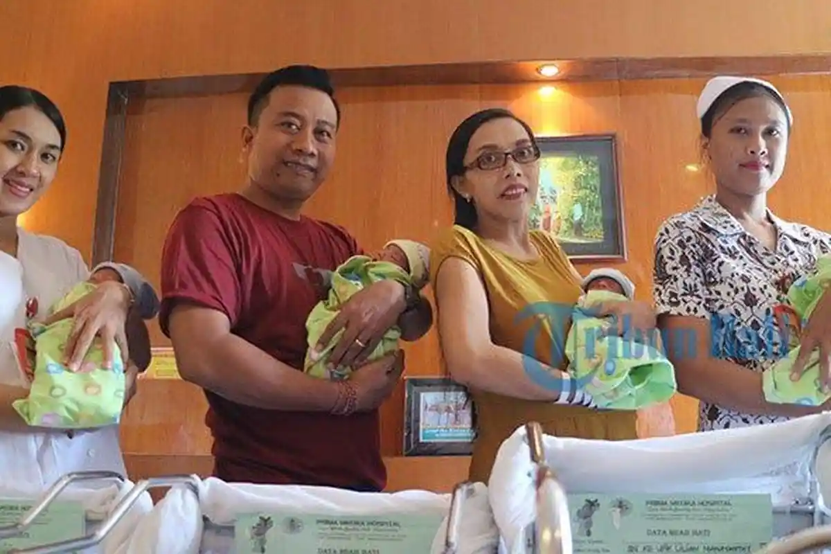 Sang Kakek Mimpi Diberi 4 Telur oleh Leluhur, Akhirnya Sang Anak Lahirkan 4 Anak Kembar di Denpasar